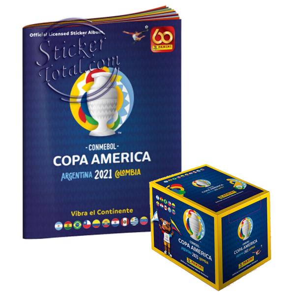 Paquete de 1 Álbum tapa dura dorada Copa América 2021 con todas las etiquetas engomadas 